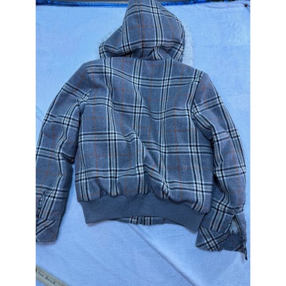 Vintage Juicy Couture Plaid brw Winter Coat Size Small Hooded Zip Toggle Pockets - Picture 12 of 13